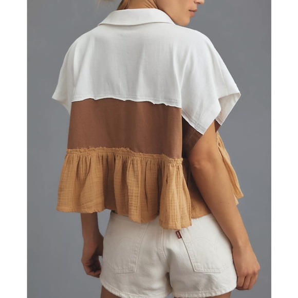 Anthropologie Pilcro the Bonfire Rugby Stripe Top | Sz XXS - Picture 2 of 5